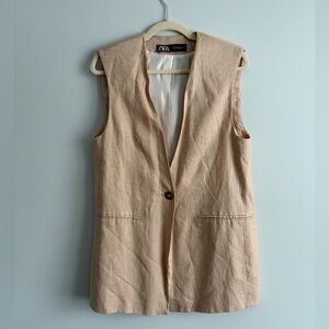 Zara 100% Linen Longline Vest with Button Closure 🤎